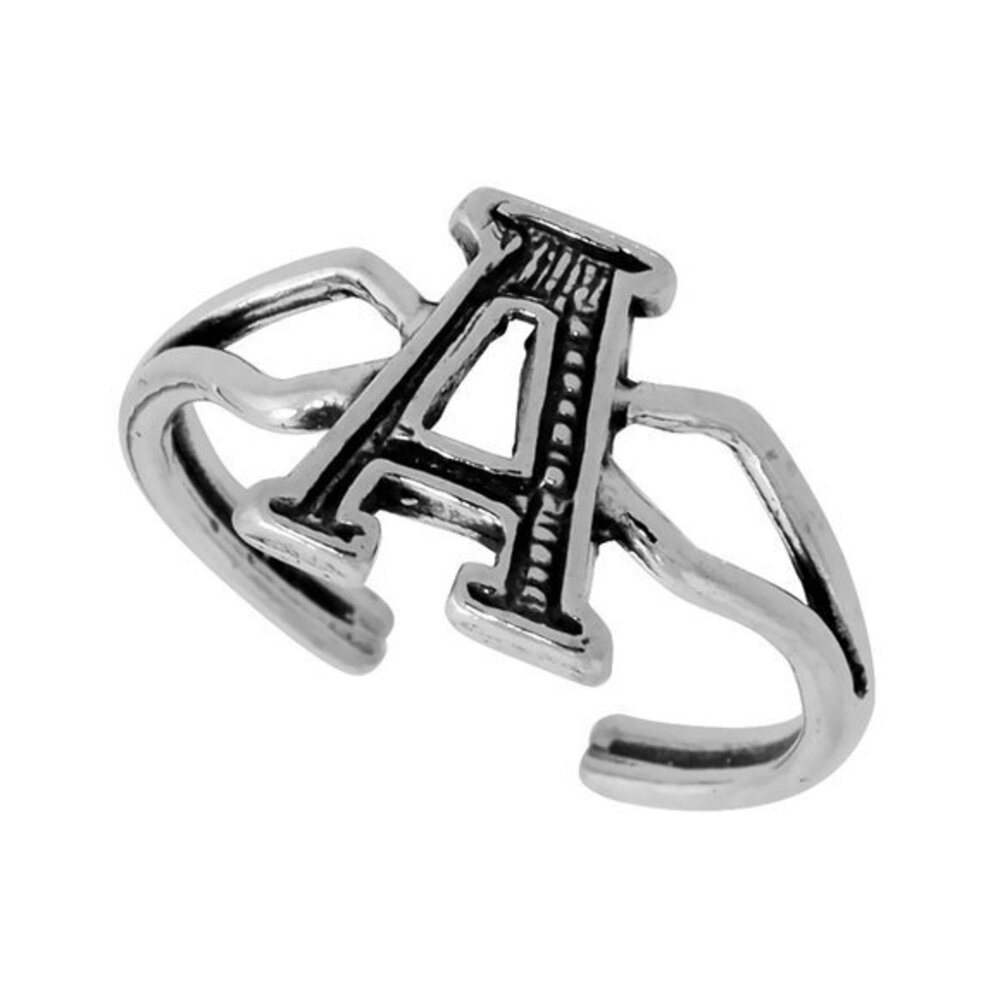 Sterling Silver Initial Letter A B C D E F G H I Alphabet Toe Ring Adjustable